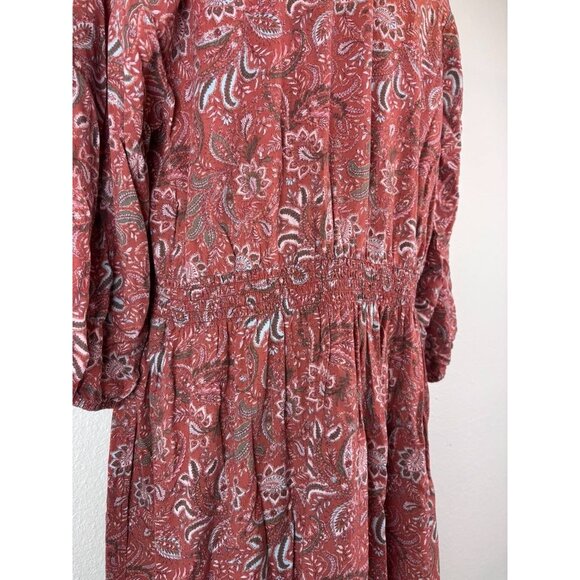J. Jill women's XL burnt orange paisley tiered 3/4 sleeve prairie maxi dress - Picture 7 of 11